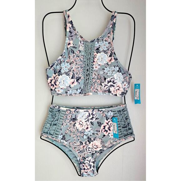 Ambrielle Other - Ambrielle Swimwear High Waist Bikini, Bottom Sz M & High Neck Top Sz L , NWT